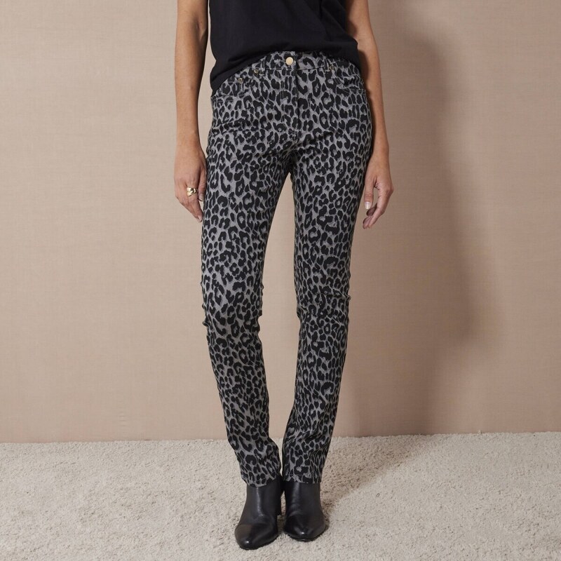 Úzke dlhé nohavice, leopardia potlač čierna/sivá 044 Blancheporte 56607962