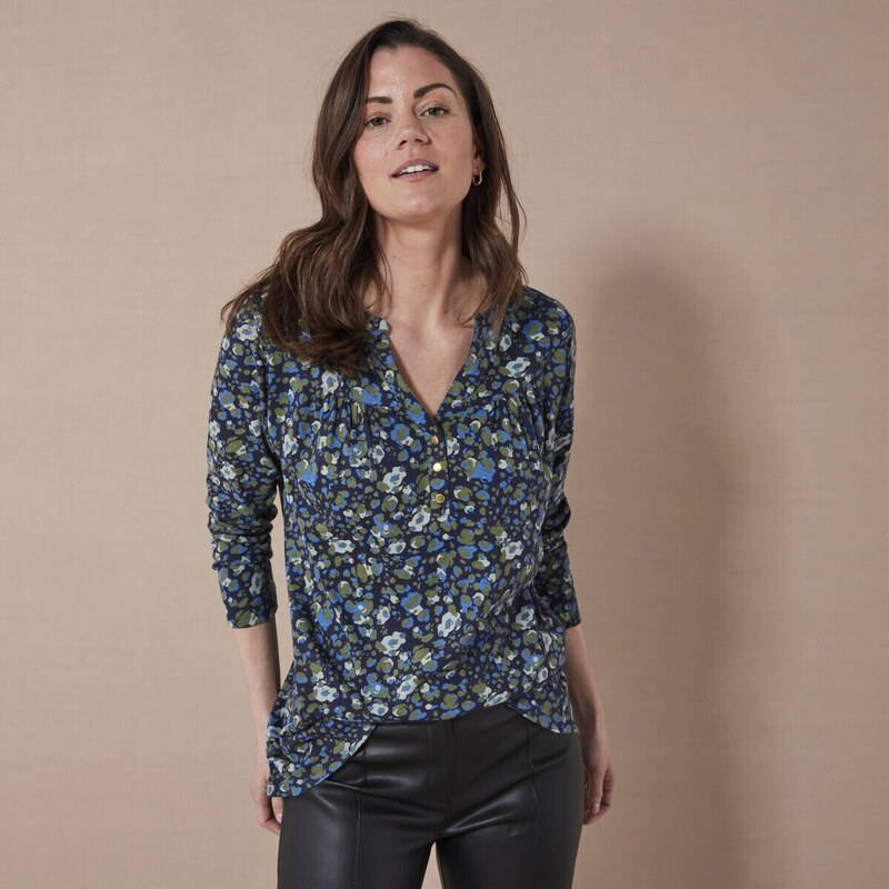 Tunika s dlhými rukávmi a potlačou zvieracej srsti nám.modrá/khaki 050 56607986