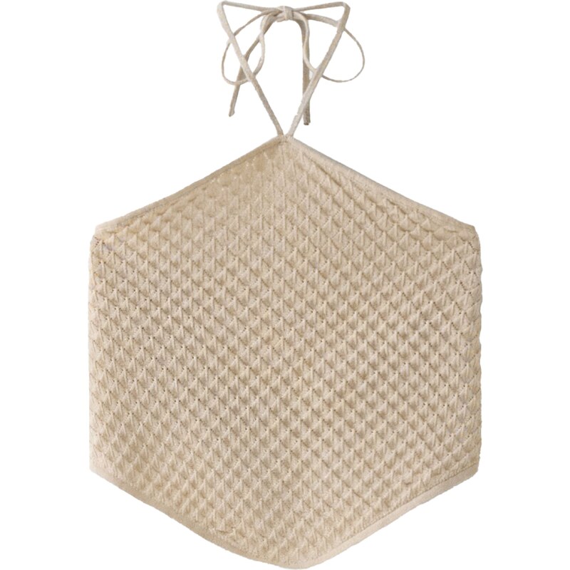 Bershka Vyšívaný top piesková 58422157