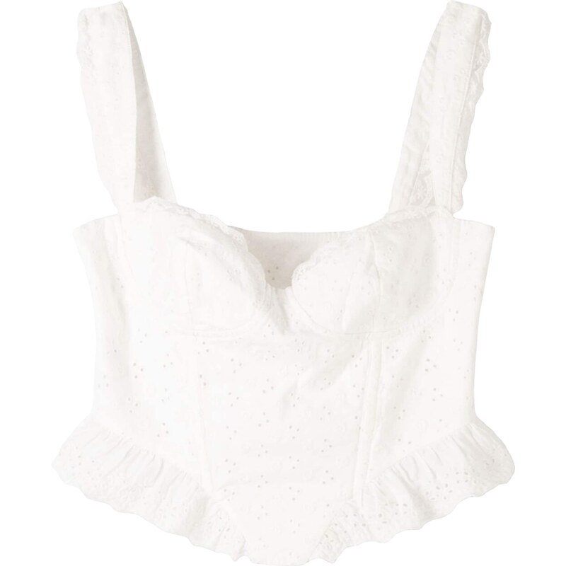 Bershka Top šedobiela 57349441