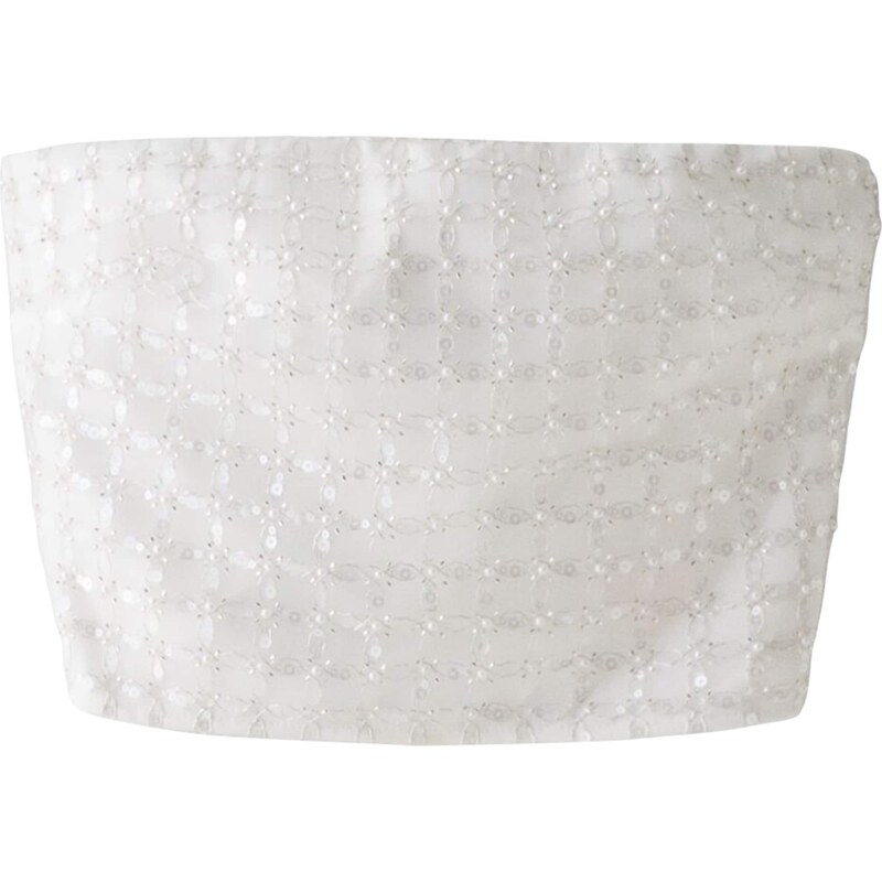 Bershka Top strieborná / biela 57349443