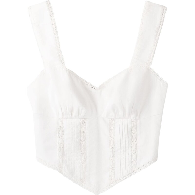 Bershka Top šedobiela 57349455