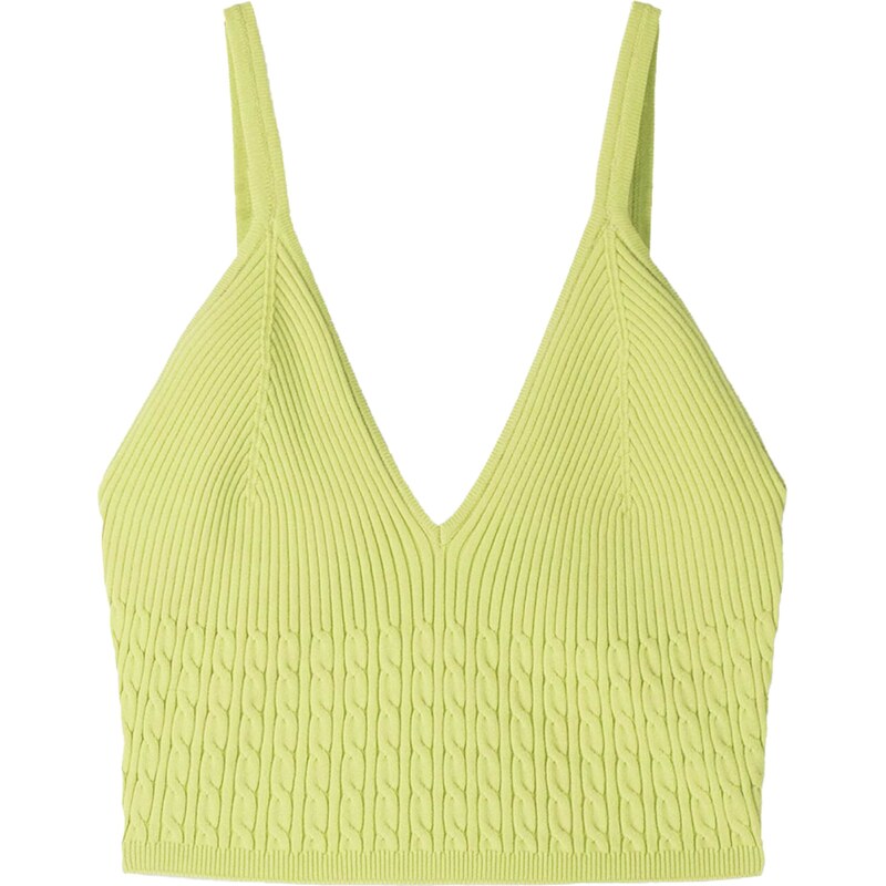 Bershka Vyšívaný top zelená 58422305