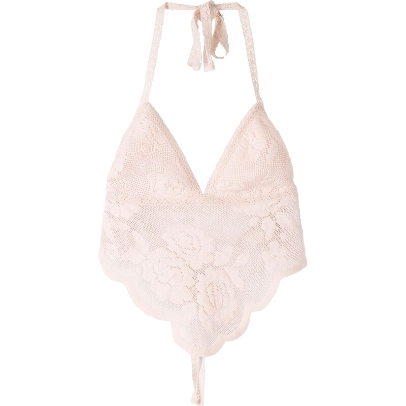 Bershka Vyšívaný top pastelovo ružová 58422352