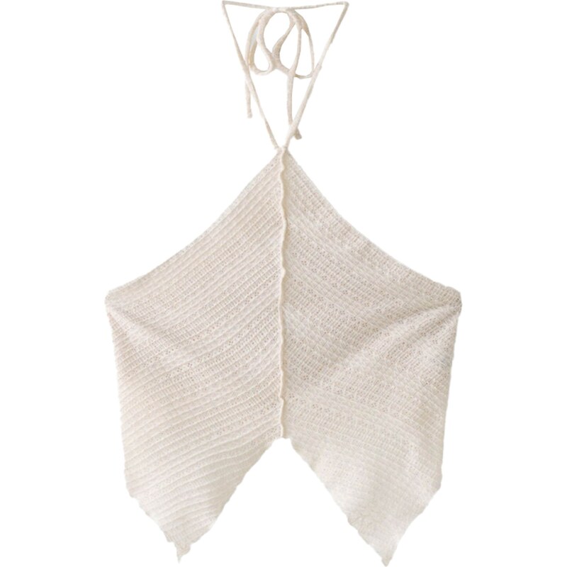 Bershka Vyšívaný top šedobiela 58422555