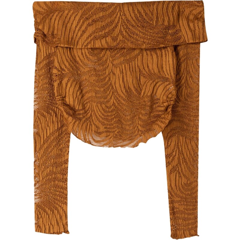 Bershka Tričko hnedá / koňaková 57902699