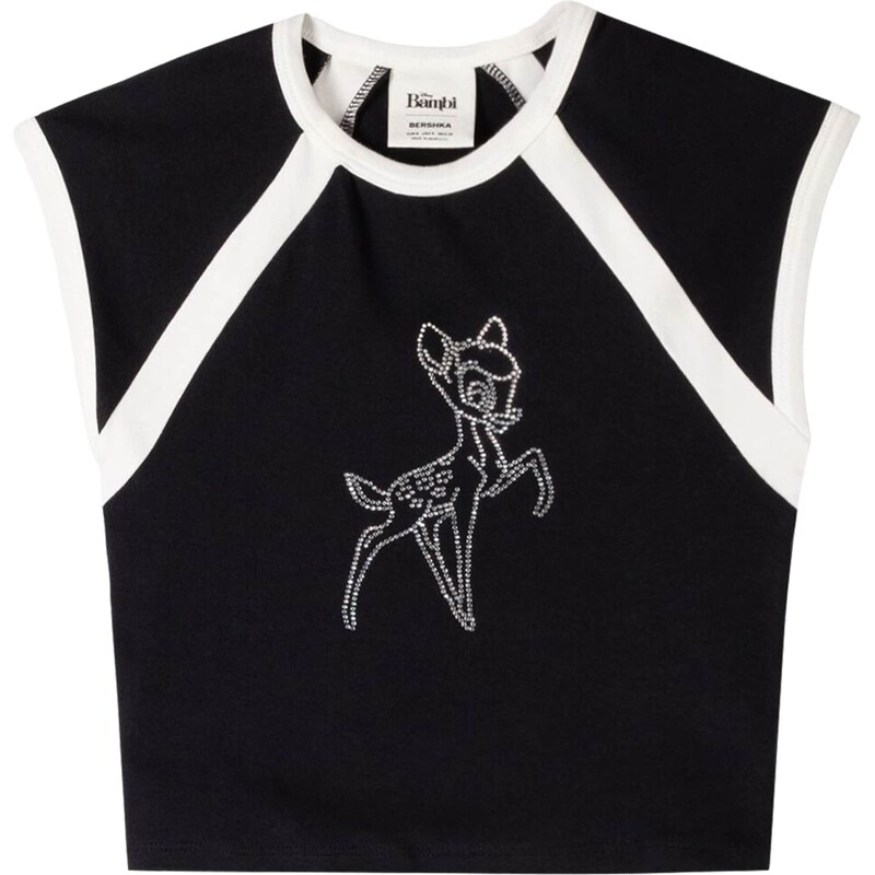 Bershka Tričko čierna / biela 58422737