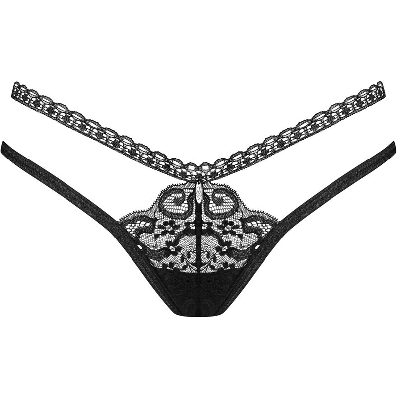 Čierne tangá z čipky Obsessive Blomentis 56622029