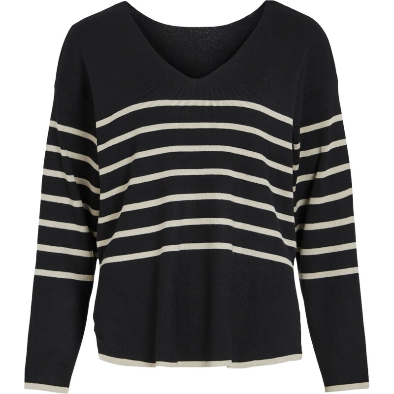 VILA Sveter VIOstria slonová kosť / čierna 60867370