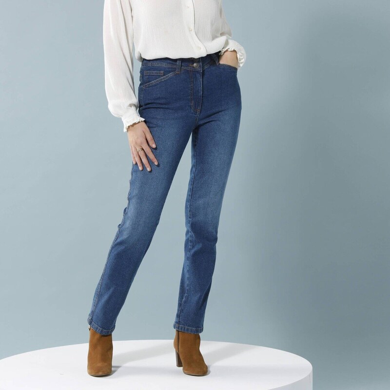 Rovné džínsy pre nižšiu postavu modrá 034 Blancheporte 56784370