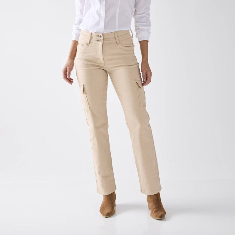 Rovné cargo džínsy béžová 036 Blancheporte 56784371