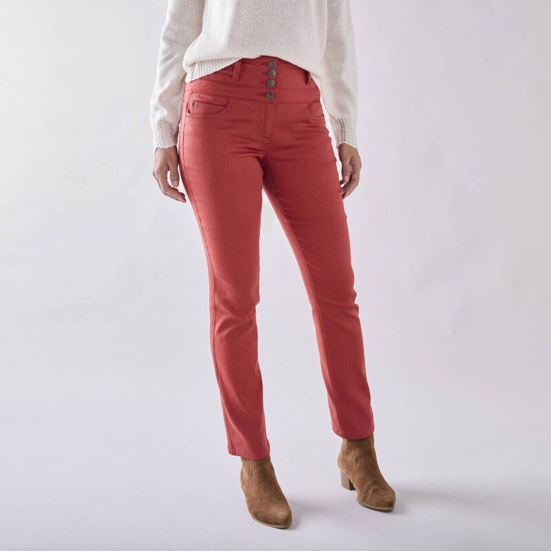 Rovné džínsy s vysokým pásom papriková 052 Blancheporte 56784375