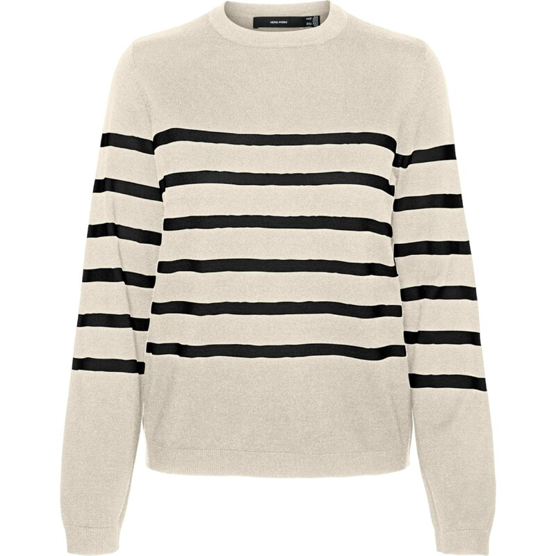 VERO MODA Sveter VMSaba svetlobéžová / čierna 65873643