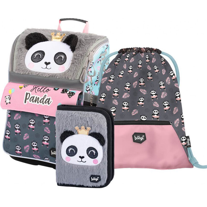BAAGL SET 3 Zippy Panda: aktovka, peračník, vrecúško 62192805