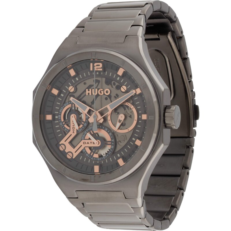 HUGO Analógové hodinky #GRAIL SKELETON tmavosivá / pastelovo oranžová 56727015