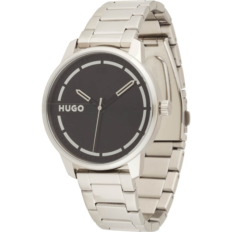 HUGO Analógové hodinky #STAMP čierna / strieborná 56727017