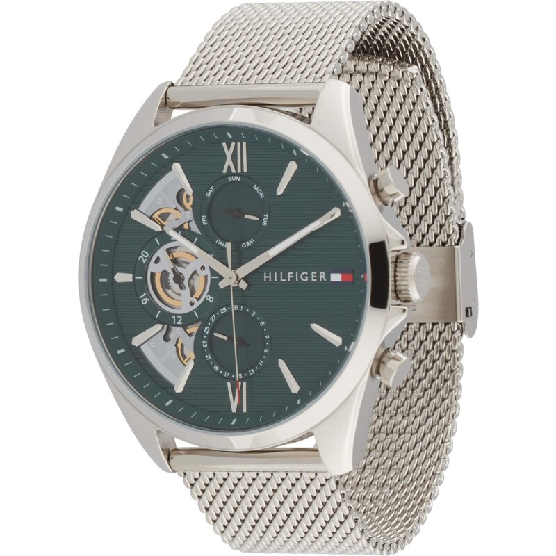 TOMMY HILFIGER Analógové hodinky BAKER zelená / strieborná 56680360