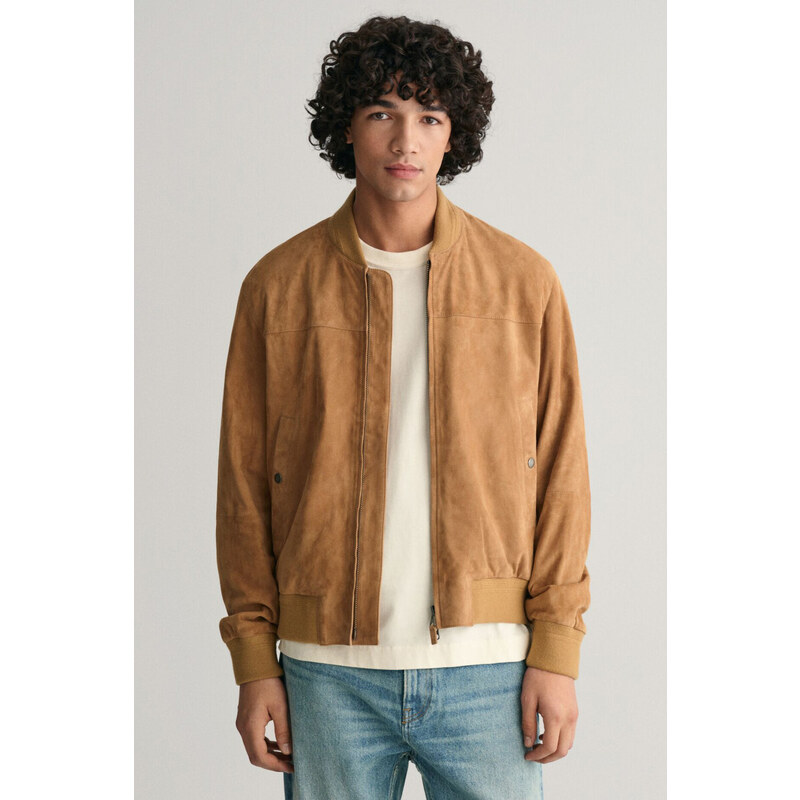 BUNDA GANT SUEDE BOMBER JACKET DARK KHAKI 49096579