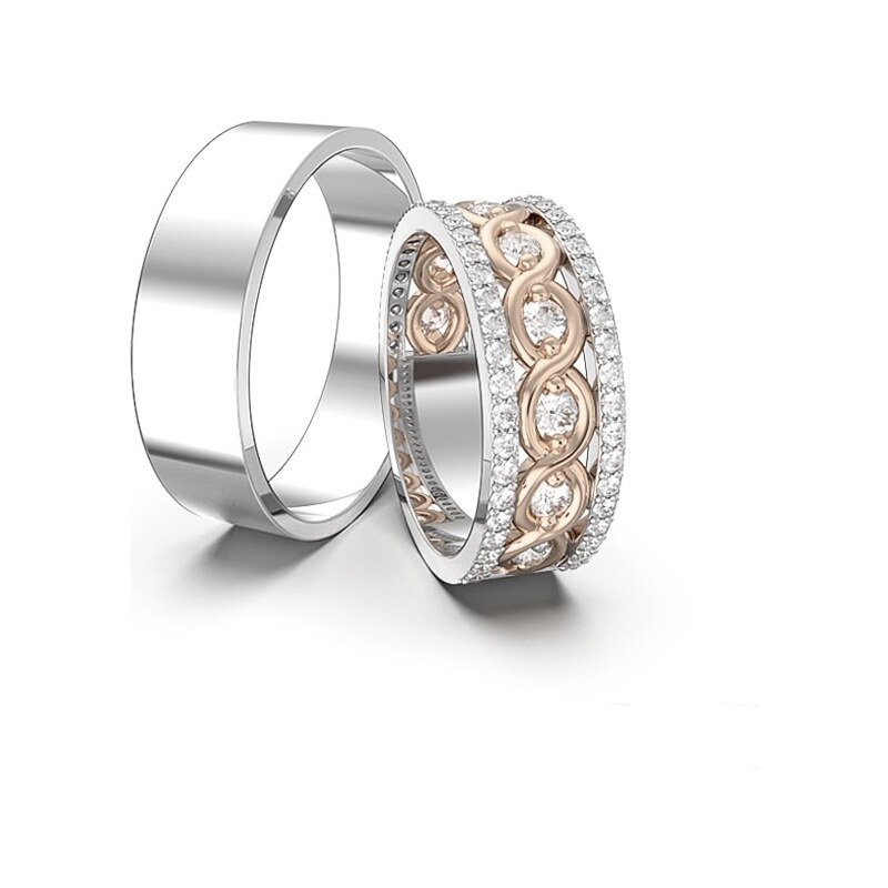 Obrúčky z bieleho a ružového zlata 2014117/BRX 53462136