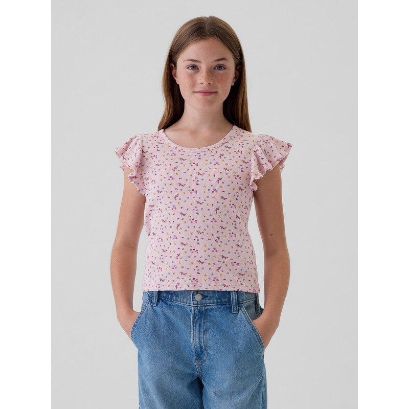 E-shop GAP Floral Ribbed T-Shirt - Girls