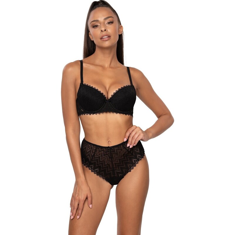 MAT LINGERIE Čierna čipková push up podprsenka Mat Elif M-3802/11 Elif 56217592