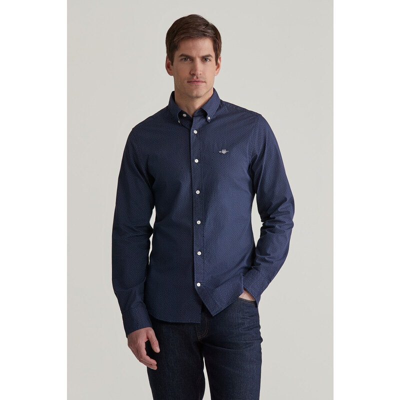 KOŠEĽA GANT SLIM MICRO PRINT SHIRT EVENING BLUE 56772028