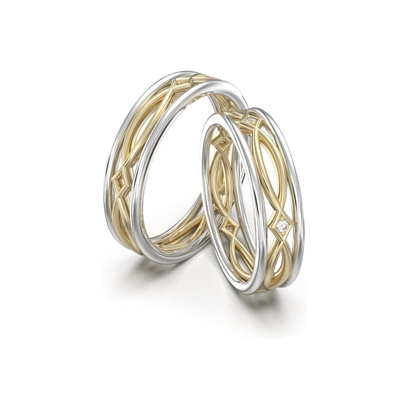 Snubné prstene - biele a žlté zlato 2014118/BZX 53462140