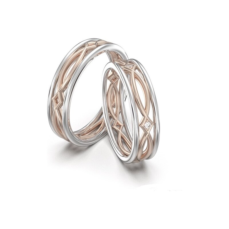 Snubné prstene - biele a ružové zlato 2014118/BRX 53462141