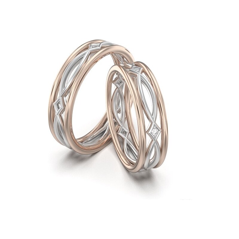 Snubné prstene - ružové a biele zlato 2014118/RBX 53462142