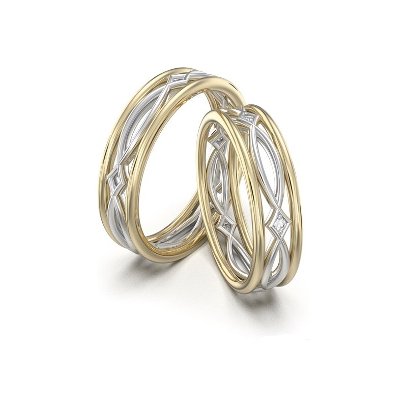 Snubné prstene - žlté a biele zlato 2014118/ZBX 53462143