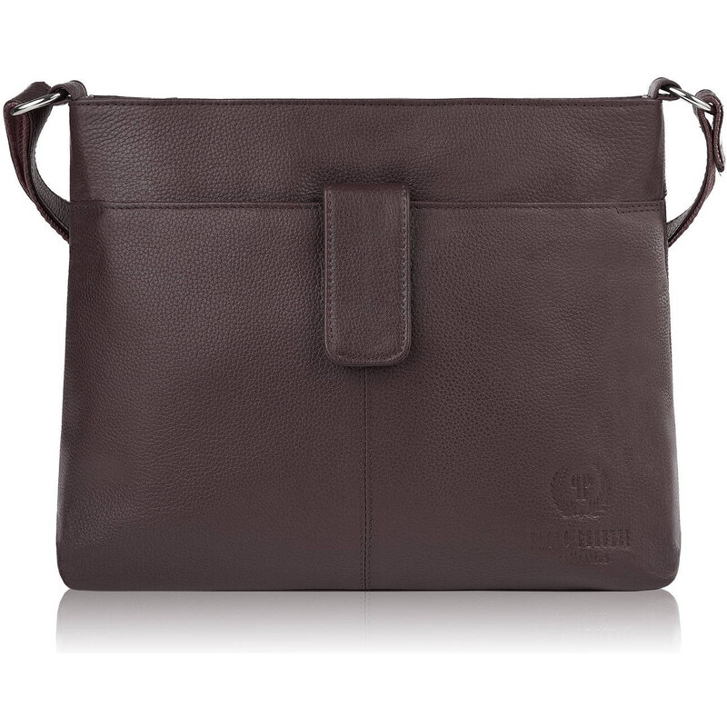 Paolo Peruzzi Dámska kožená kabelka cez rameno E-27-BR | tmavohnedá E 56776839