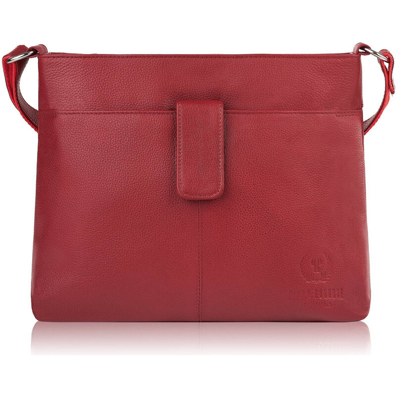 Paolo Peruzzi Dámska kožená taška cez rameno E-27-RD | červená E-27-RD 56776842