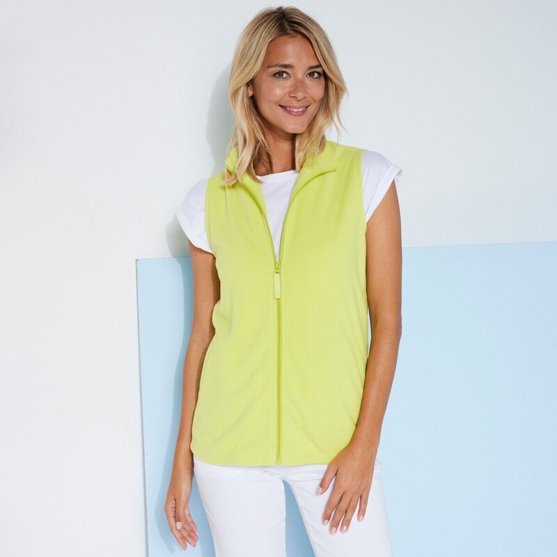 Fleecová vesta na zips anízová 044 Blancheporte 49062990