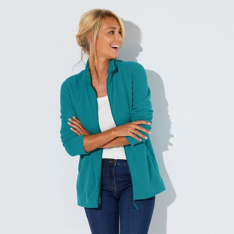 Fleecová bunda na zips zelenomodrá 040 Blancheporte 49063730