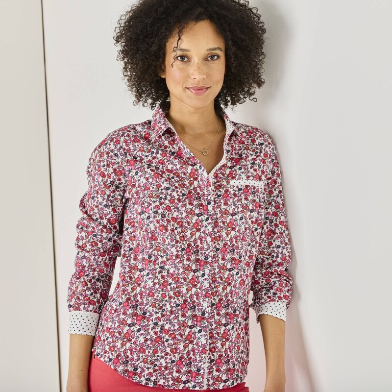 Košeľová blúzka na gombíky biela/červená 036 Blancheporte 56068058