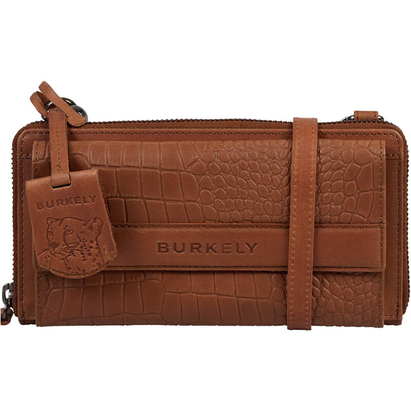 Dámska kožená crossbody kabelka s peňaženkou Burkely Samanta - koňak 56800639