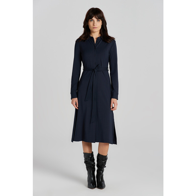ŠATY GANT SLIM JERSEY SHIRT DRESS EVENING BLUE 49041253