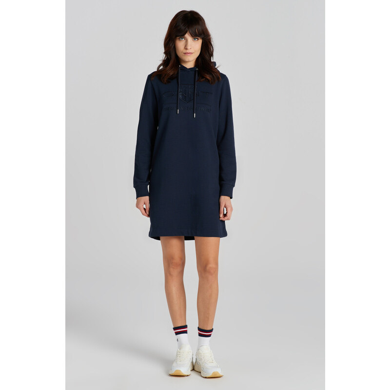 MIKINOVÉ ŠATY GANT REG TONAL SHIELD DRESS EVENING BLUE 49041248