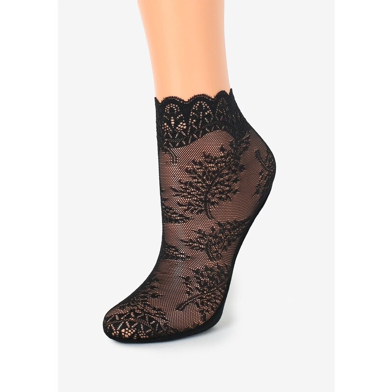 Tenké ponožky s čipkou a kvetinovým vzorom FASHION U24 Marilyn 67581915