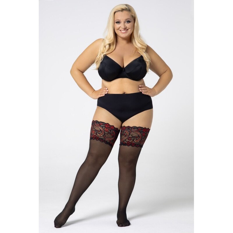 Luxusné samodržiace pančuchy pre moletky s čipkou QUEEN SIZE GLAM 30 67581944