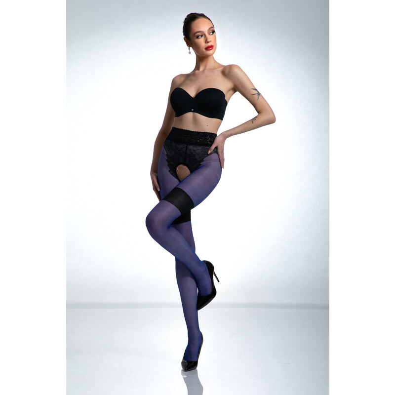 Rafinované crotchless erotické pančuchy DIVA 30 DEN Amour 67582022