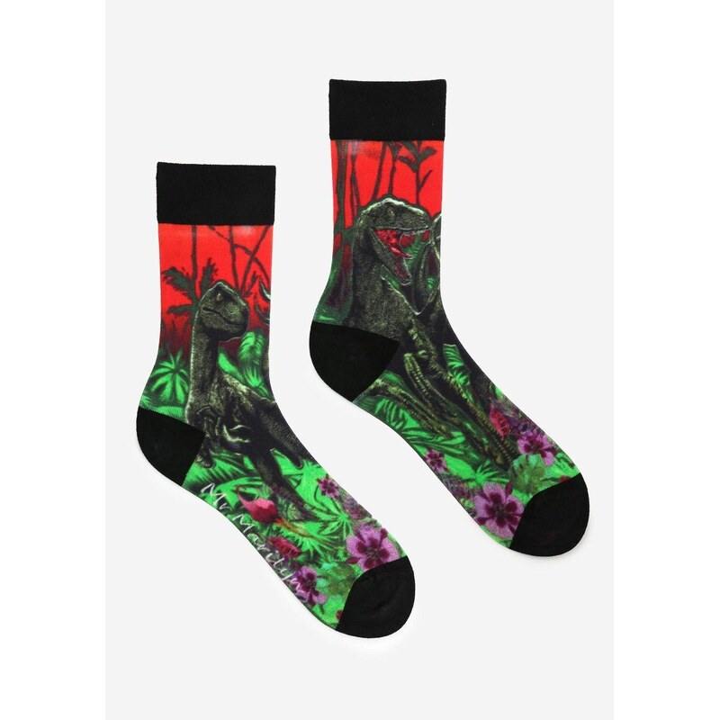 Pánske bavlnené ponožky s dinosaurom DINO RED MEN SPECIAL Marilyn 67582124