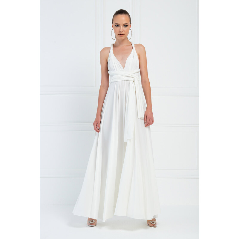 miadresses.sk Biele dlhé šaty na viazanie 66971319