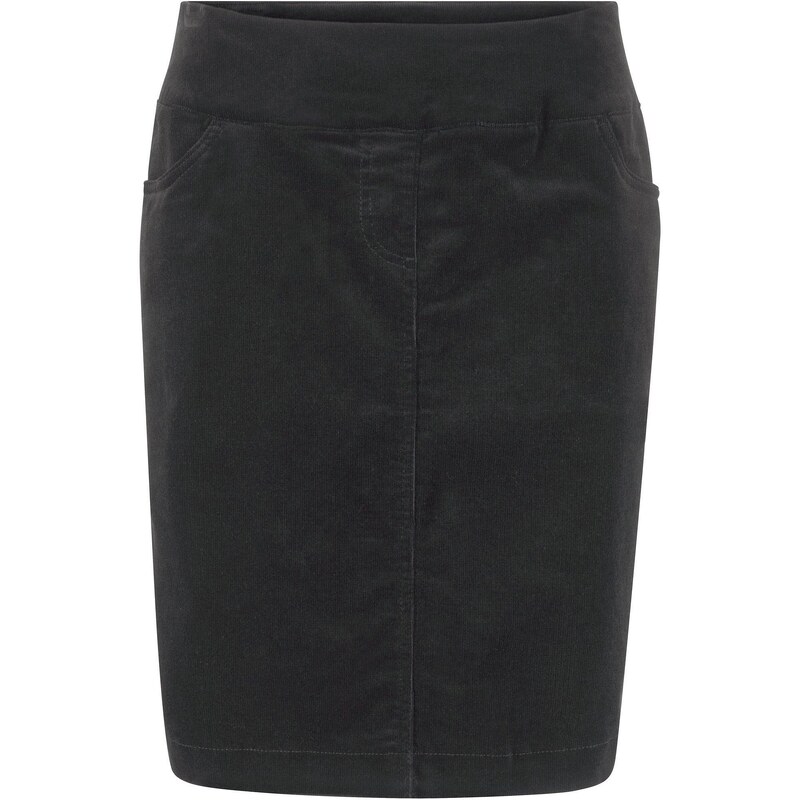 bonprix Strečová kordová sukňa s pohodlným pásom, farba čierna 45882145