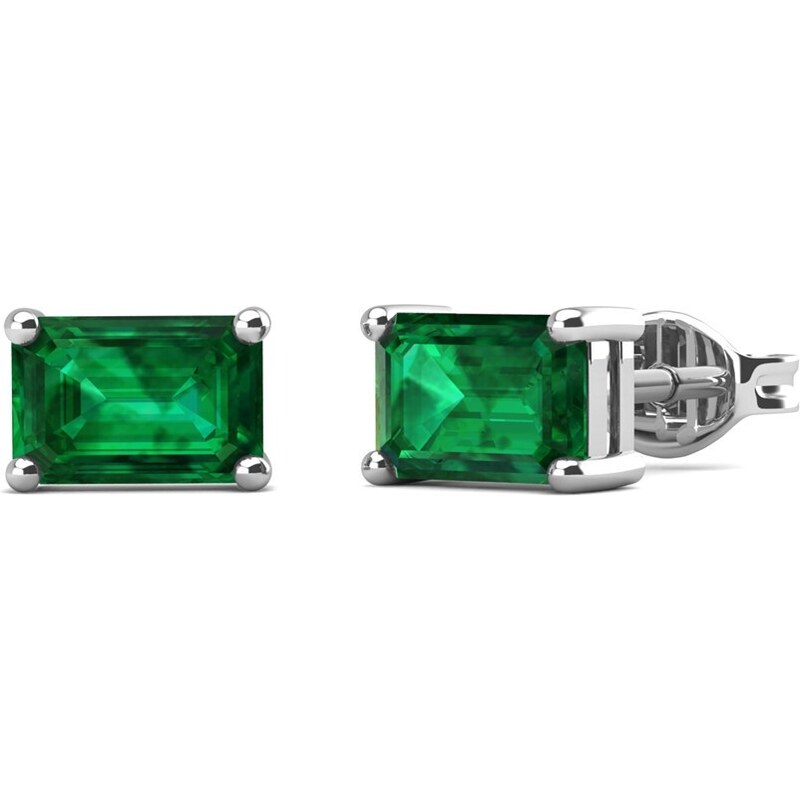 Royal Fashion strieborné pozlátené náušnice so zeleným smaragdom EE010 57490355