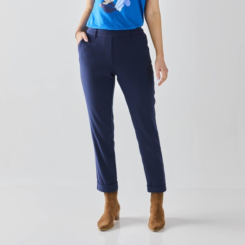 Jednofarebné úzke 7/8 keperové nohavice nám. modrá 036 Blancheporte 56607822