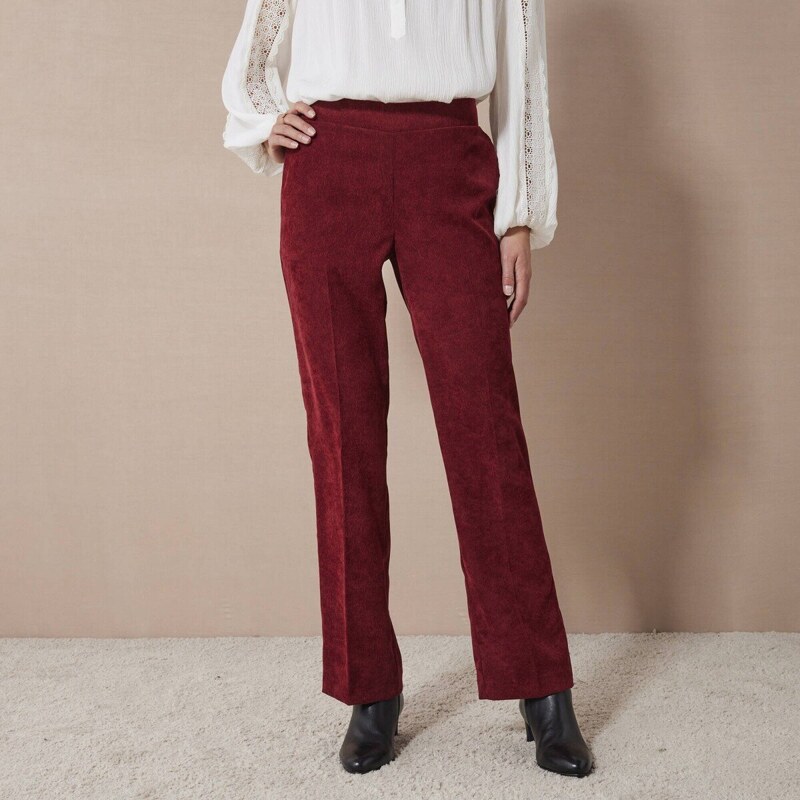 Široké menčestrové nohavice tomatová 040 Blancheporte 56607975