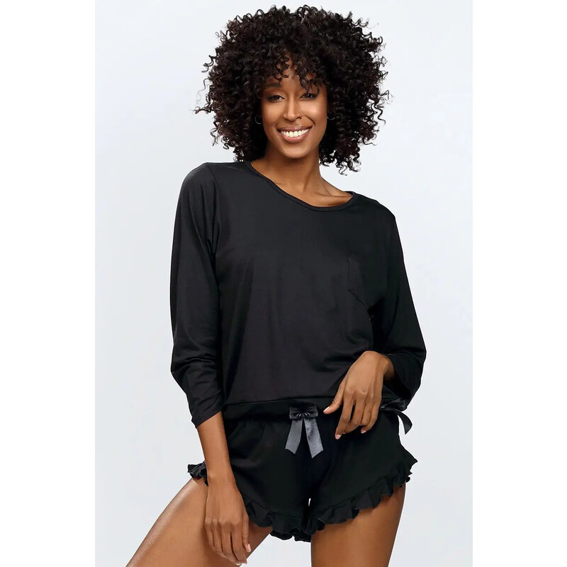 Dkaren Elegantné dámske pyžamo Ronnie čierne, Farba čierna 56943951