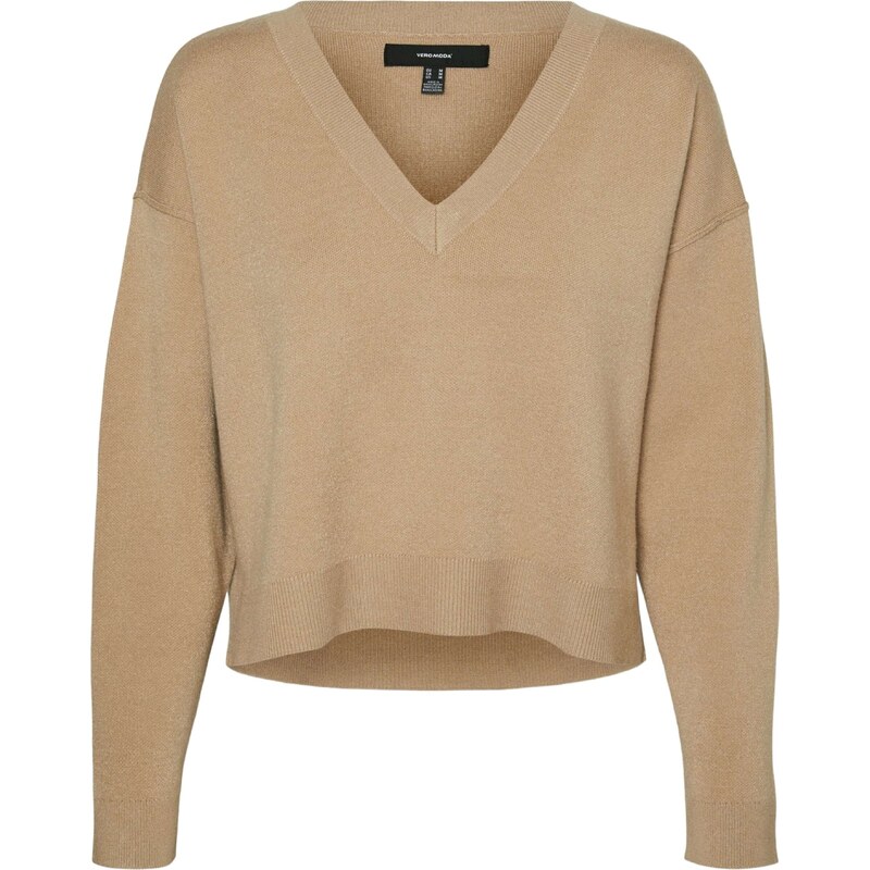VERO MODA Sveter VMGOLD LINK tmavobéžová 58498486