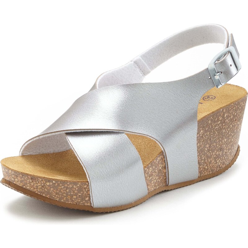 LASCANA Sandále hnedá / strieborná 56954924